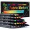 Fabric Markers Permanent - 24-Color Set, No Bleed, Fine Tip Fabric Paint Pens for Clothes, Non-Toxic for Tote Bags, White Shirts, Baby Bibs, Shoes, and More